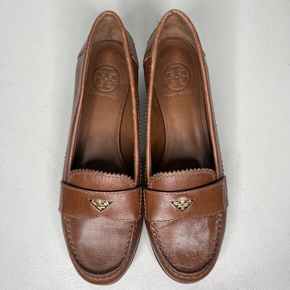 Tory Burch Brown Leather Penny Classic Loafers Size 7.5 - Picture 2 of 9
